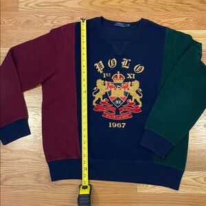 Ralph Lauren Navy Sweatshirt with Gold and Red Crest